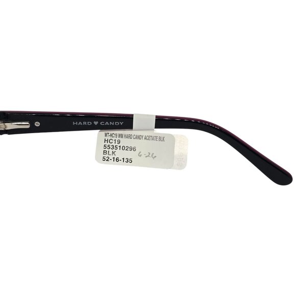 Hard Candy Womens HC19 Rectangular Eyeglass Frames Black/Magenta 52-16-135 - Picture 6 of 10